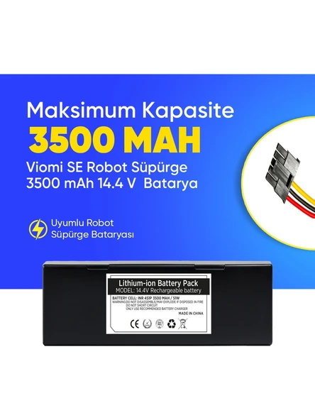 Viomi SE Robot Süpürge 3500 mAh 14.4 V  Batarya – Orjinal Uyumlu Uzun Ömürlü, Yüksek Performans Pil ürün görseli 1