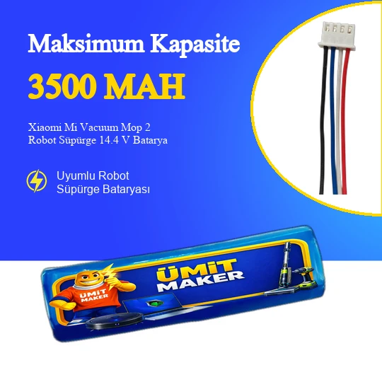 Xiaomi Mi Vacuum Mop 2 Robot Süpürge 3500 mAh 14.4 V  Batarya – Orjinal Uyumlu Uzun Ömürlü, Yüksek Performans Pil ürün görseli 1