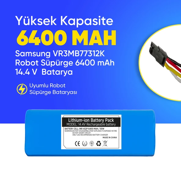Samsung VR3MB77312K Robot Süpürge 6400 mAh 14.4 V  Batarya – Orjinal Uyumlu Uzun Ömürlü, Yüksek Performans Pil ürün görseli 1