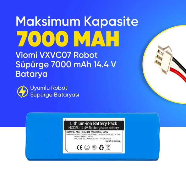 Viomi VXVC07 Robot Süpürge 7000 mAh 14.4 V  Batarya – Orjinal Uyumlu Uzun Ömürlü, Yüksek Performans Pil ürün görseli 1