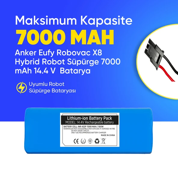Anker Eufy Robovac X8 Hybrid Robot Süpürge 7000 mAh 14.4 V  Batarya – Orjinal Uyumlu Uzun Ömürlü, Yüksek Performans Pil ürün görseli 1