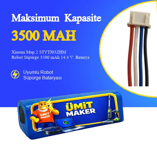 Xiaomi Mop 2 STYTJ03ZHM Robot Süpürge 3500 mAh 14.4 V  Batarya – Orjinal Uyumlu Uzun Ömürlü, Yüksek Performans Pil ürün görseli 1