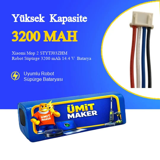 Xiaomi Mop 2 STYTJ03ZHM Robot Süpürge 3200 mAh 14.4 V  Batarya – Orjinal Uyumlu Uzun Ömürlü, Yüksek Performans Pil ürün görseli 1