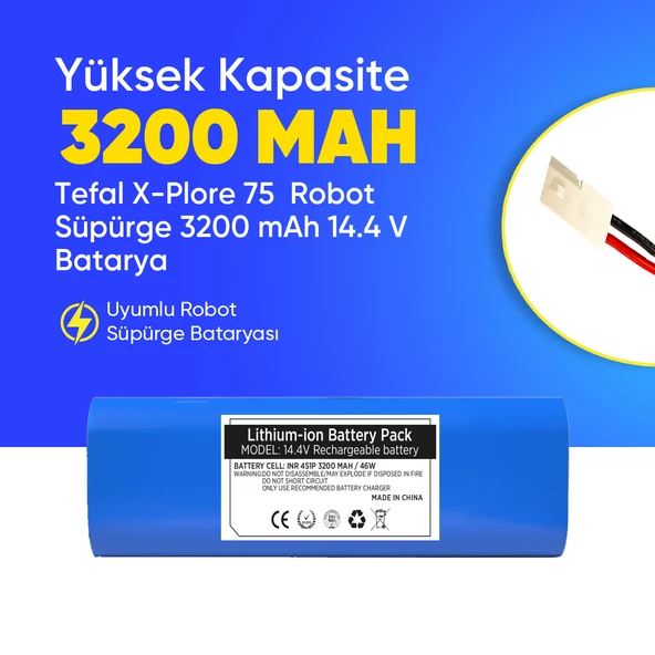 Tefal X-Plore 75  Robot Süpürge 3200 mAh 14.4 V  Batarya – Orjinal Uyumlu Uzun Ömürlü, Yüksek Performans Pil ürün görseli 1