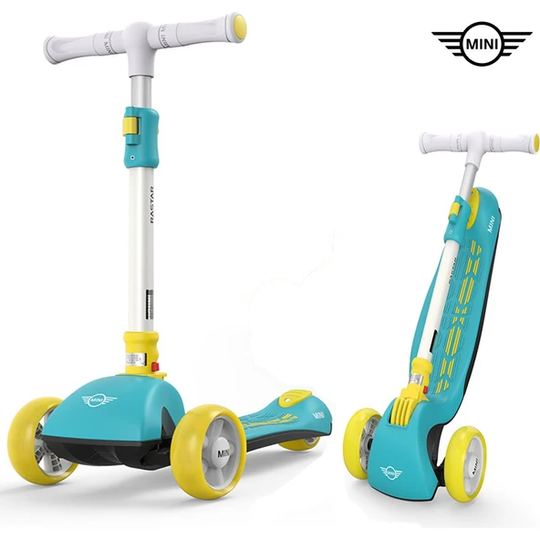 Lisanslı 3 Tekerlekli Katlanabilir Ayarlanabilir Işıklı 50 kg Taşıma Kapasiteli Scooter Yeşil ürün görseli 1