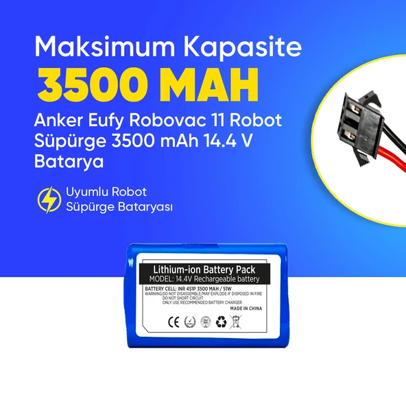 Anker Eufy Robovac 11 Robot Süpürge 3500 mAh 14.4 V  Batarya – Orjinal Uyumlu Uzun Ömürlü, Yüksek Performans Pil ürün görseli 1