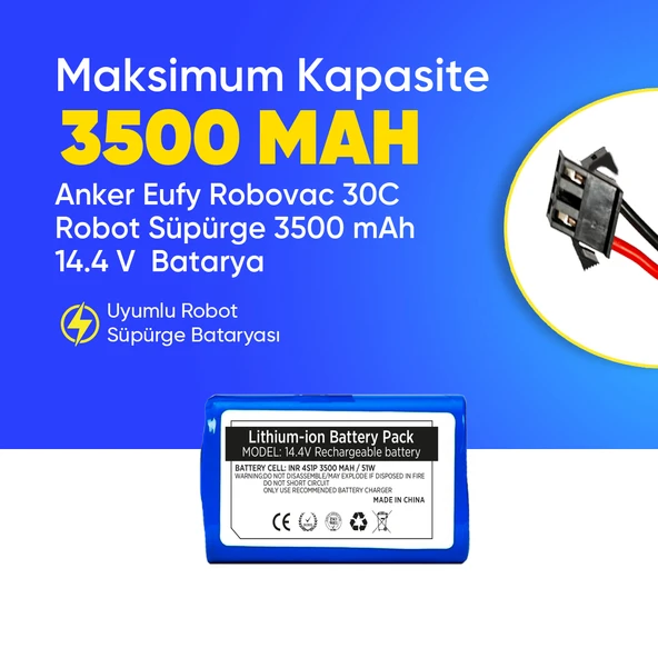 Anker Eufy Robovac 30C Robot Süpürge 3500 mAh 14.4 V  Batarya – Orjinal Uyumlu Uzun Ömürlü, Yüksek Performans Pil ürün görseli 1