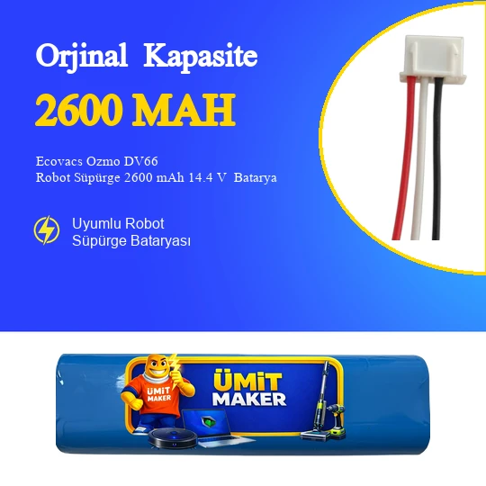 Ecovacs Ozmo DV66 Robot Süpürge 2600 mAh 14.4 V  Batarya – Orjinal Uyumlu Uzun Ömürlü, Yüksek Performans Pil ürün görseli 1