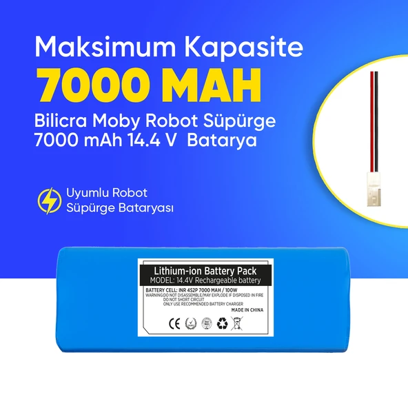 Bilicra Moby Robot Süpürge 7000 mAh 14.4 V  Batarya – Orjinal Uyumlu Uzun Ömürlü, Yüksek Performans Pil ürün görseli 1