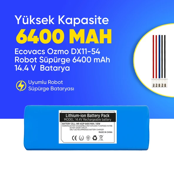 Ecovacs Ozmo DX11-54 Robot Süpürge 6400 mAh 14.4 V  Batarya – Orjinal Uyumlu Uzun Ömürlü, Yüksek Performans Pil ürün görseli 1