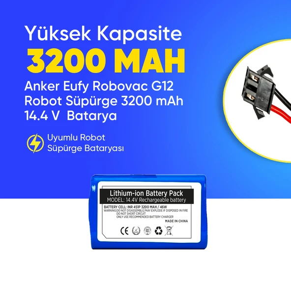 Anker Eufy Robovac G12 Robot Süpürge 3200 mAh 14.4 V  Batarya – Orjinal Uyumlu Uzun Ömürlü, Yüksek Performans Pil ürün görseli 1