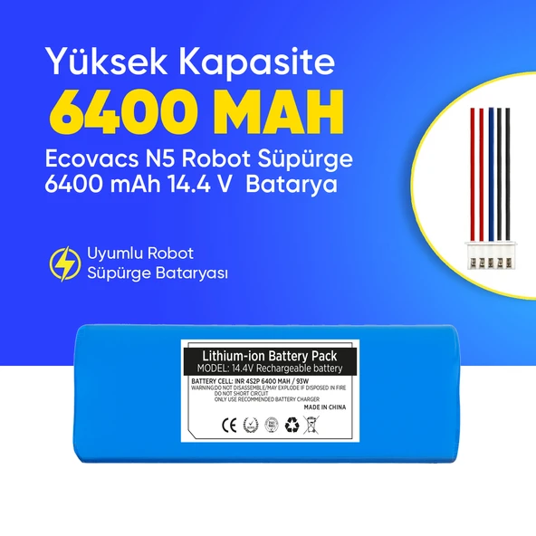 Ecovacs N5 Robot Süpürge 6400 mAh 14.4 V  Batarya – Orjinal Uyumlu Uzun Ömürlü, Yüksek Performans Pil ürün görseli 1