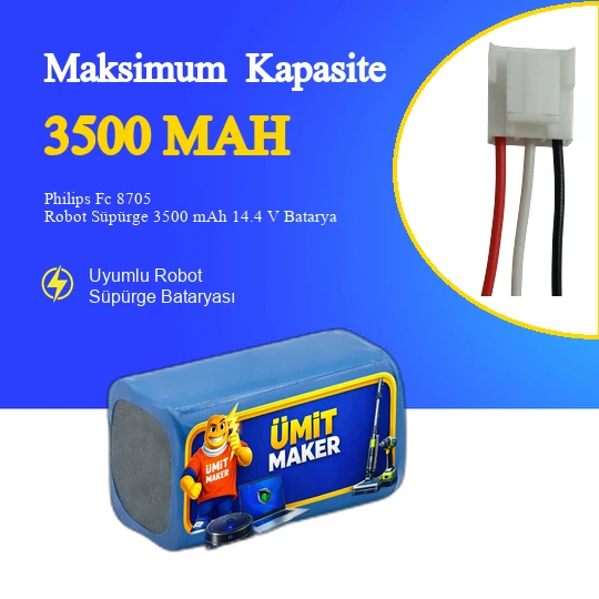 Philips Fc 8705 Robot Süpürge 3500 mAh 14.4 V Batarya – Orjinal Uyumlu Uzun Ömürlü, Yüksek Performans Pil ürün görseli 1