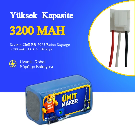 Severin Chill RB-7025 Robot Süpürge 3200 mAh 14.4 V  Batarya – Orjinal Uyumlu Uzun Ömürlü, Yüksek Performans Pil ürün görseli 1