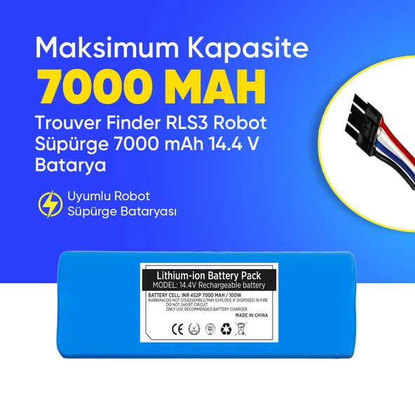 Trouver Finder RLS3 Robot Süpürge 7000 mAh 14.4 V  Batarya – Orjinal Uyumlu Uzun Ömürlü, Yüksek Performans Pil ürün görseli 1