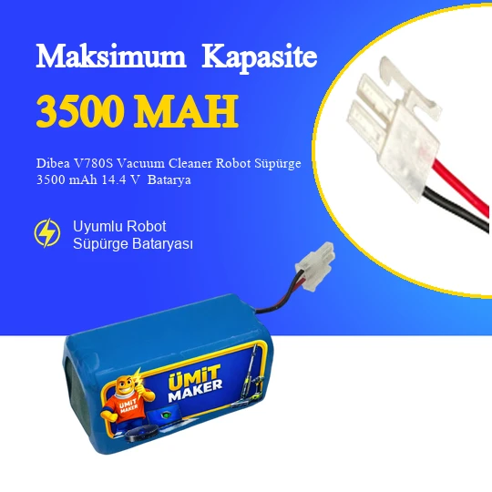 Dibea V780S Vacuum Cleaner Robot Süpürge 3500 mAh 14.4 V  Batarya – Orjinal Uyumlu Uzun Ömürlü, Yüksek Performans Pil ürün görseli 1