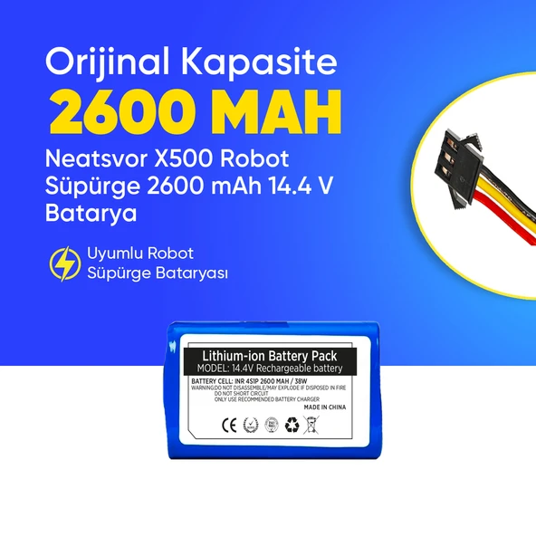 Neatsvor X500 Robot Süpürge 2600 mAh 14.4 V  Batarya – Orjinal Uyumlu Uzun Ömürlü, Yüksek Performans Pil ürün görseli 1