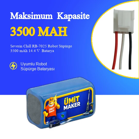 Severin Chill RB-7025 Robot Süpürge 3500 mAh 14.4 V  Batarya – Orjinal Uyumlu Uzun Ömürlü, Yüksek Performans Pil ürün görseli 1