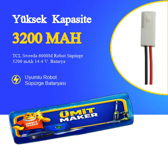 TCL Sweeda 6000M Robot Süpürge 3200 mAh 14.4 V  Batarya – Orjinal Uyumlu Uzun Ömürlü, Yüksek Performans Pil ürün görseli 1