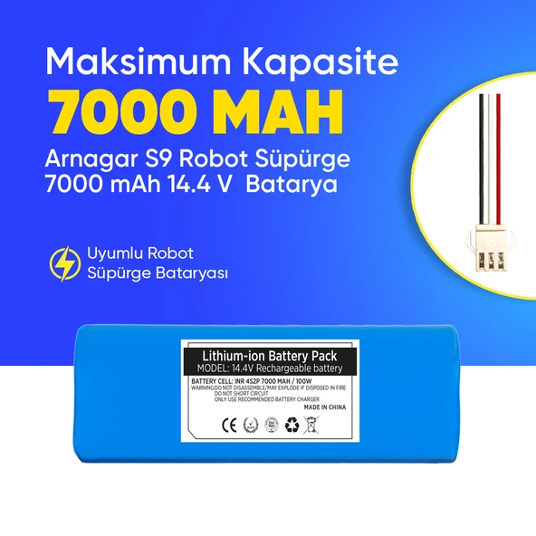 Arnagar S9 Robot Süpürge 7000 mAh 14.4 V  Batarya – Orjinal Uyumlu Uzun Ömürlü, Yüksek Performans Pil ürün görseli 1