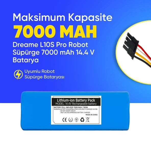 Dreame L10S Pro Robot Süpürge 7000 mAh 14.4 V  Batarya – Orjinal Uyumlu Uzun Ömürlü, Yüksek Performans Pil ürün görseli 1