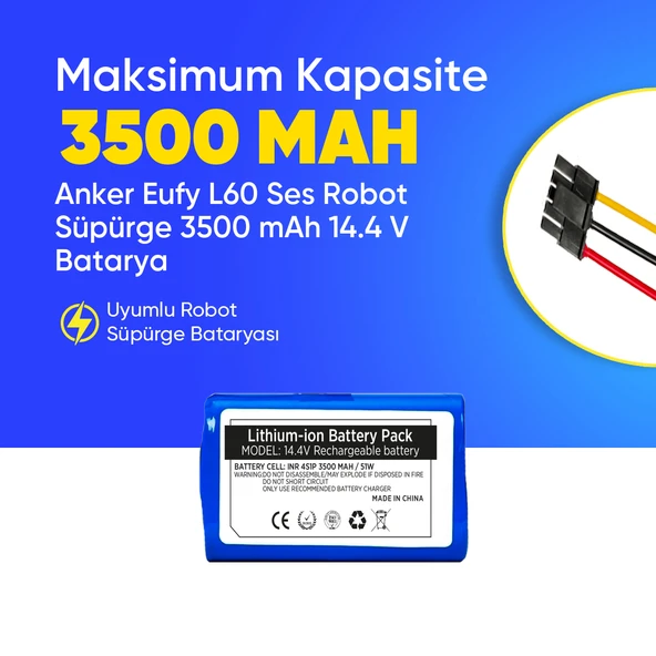 Anker Eufy L60 Ses Robot Süpürge 3500 mAh 14.4 V  Batarya – Orjinal Uyumlu Uzun Ömürlü, Yüksek Performans Pil ürün görseli 1