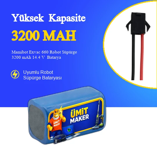 Mamibot Exvac 660 Robot Süpürge 3200 mAh 14.4 V  Batarya – Orjinal Uyumlu Uzun Ömürlü, Yüksek Performans Pil ürün görseli 1