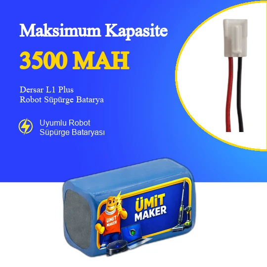 Dersar L1 Plus Robot Süpürge 3500 mAh 14.4 V  Batarya – Orjinal Uyumlu Uzun Ömürlü, Yüksek Performans Pil ürün görseli 1