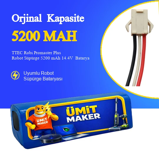 TTEC Robi Promaster Plus Robot Süpürge 5200 mAh 14.4V  Batarya – Orjinal Uyumlu Uzun Ömürlü, Yüksek Performans Pil ürün görseli 1