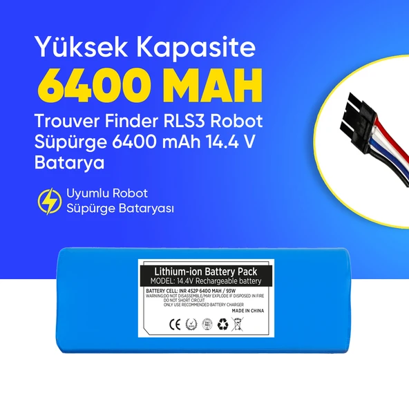 Trouver Finder RLS3 Robot Süpürge 6400 mAh 14.4 V  Batarya – Orjinal Uyumlu Uzun Ömürlü, Yüksek Performans Pil ürün görseli 1