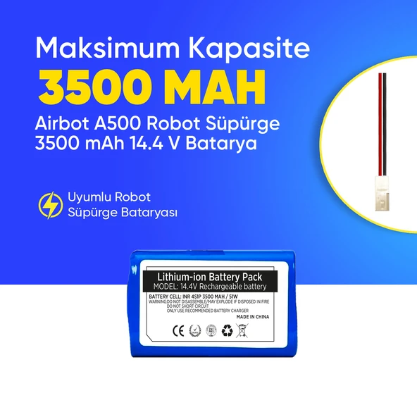 Airbot A500 Robot Süpürge 3500 mAh 14.4 V  Batarya – Orjinal Uyumlu Uzun Ömürlü, Yüksek Performans Pil ürün görseli 1