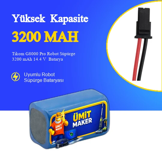 Tikom G8000 Pro Robot Süpürge 3200 mAh 14.4 V  Batarya – Orjinal Uyumlu Uzun Ömürlü, Yüksek Performans Pil ürün görseli 1