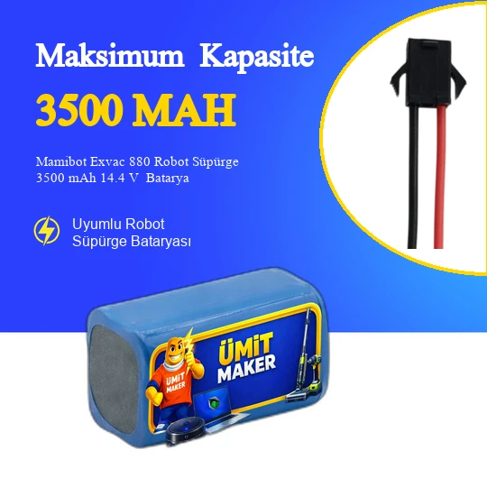 Mamibot Exvac 880 Robot Süpürge 3500 mAh 14.4 V  Batarya – Orjinal Uyumlu Uzun Ömürlü, Yüksek Performans Pil ürün görseli 1