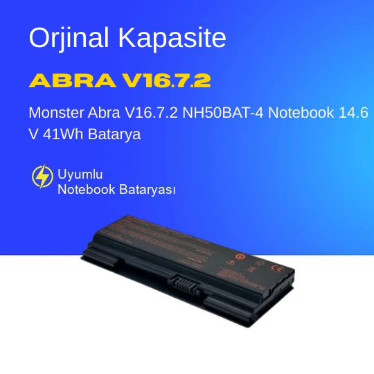 Monster Abra V16.7.2 NH50BAT-4 Notebook 14.6 V 41Wh Batarya – Orjinal Uyumlu, Yüksek Performanslı ürün görseli 1