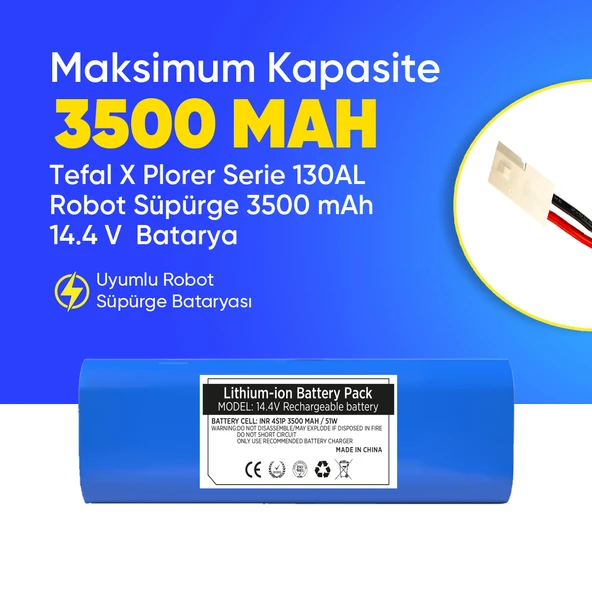 Tefal X Plorer Serie 130AL Robot Süpürge 3500 mAh 14.4 V  Batarya – Orjinal Uyumlu Uzun Ömürlü, Yüksek Performans Pil ürün görseli 1