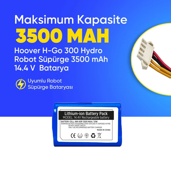 Hoover H-Go 300 Hydro Robot Süpürge 3500 mAh 14.4 V  Batarya – Orjinal Uyumlu Uzun Ömürlü, Yüksek Performans Pil ürün görseli 1