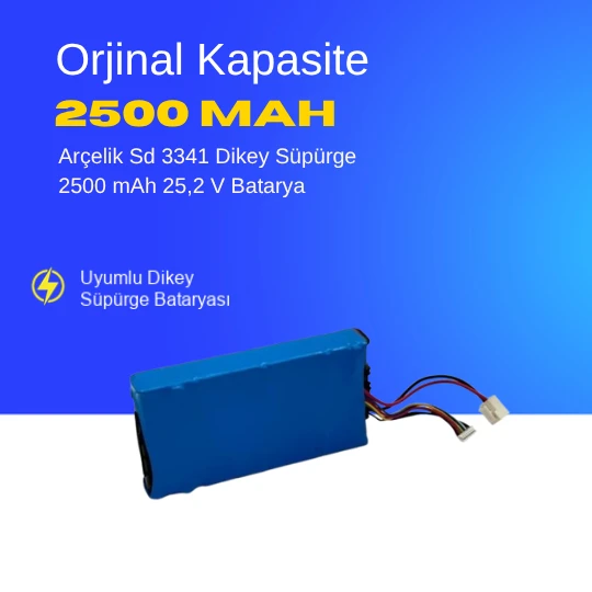 Arçelik Sd 3341 Dikey Süpürge 2500 mAh  25,2 V Batarya – Orjinal Uyumlu Uzun Ömürlü, Yüksek Performans Pil ürün görseli 1