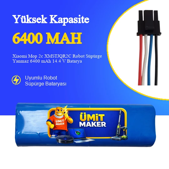 Xiaomi Mop 2c XMSTJQR2C Robot Süpürge 6400 mAh 14.4 V Yanmaz Batarya – Orjinal Uyumlu Uzun Ömürlü, Yüksek Performans Pil ürün görseli 1