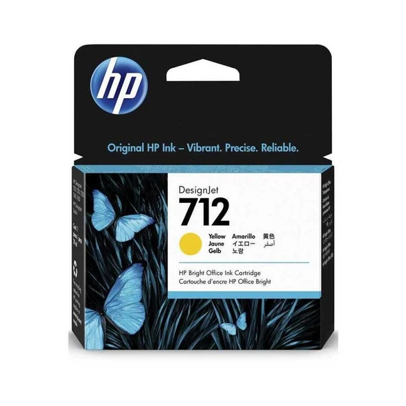HP 712 Yellow Sarı 29ML Plotter Kartuşu 3ED69A ürün görseli 1