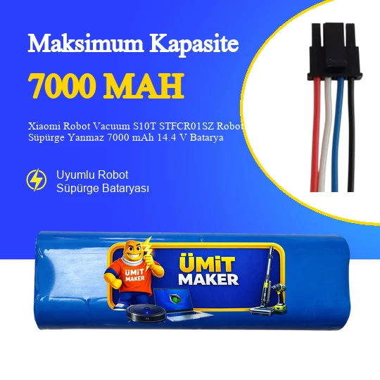 Xiaomi Robot Vacuum S10T STFCR01SZ Robot Süpürge 7000 mAh 14.4 V Yanmaz Batarya – Orjinal Uyumlu Uzun Ömürlü, Yüksek Performans Pil ürün görseli 1