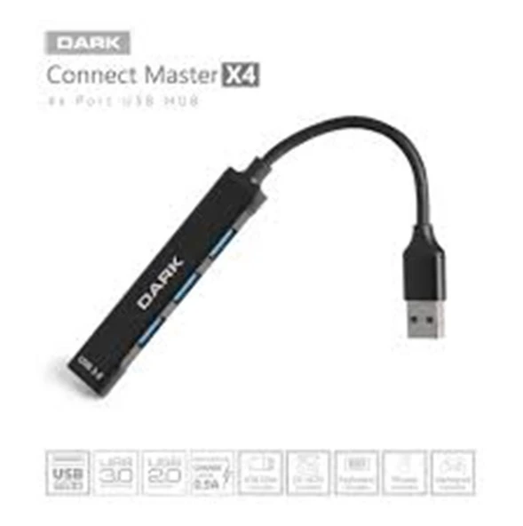 Dark DK AC USB34A 4 Port USB HUB USA-A 1XUSB-A3.0 3XUSB-A2.0 ürün görseli 1