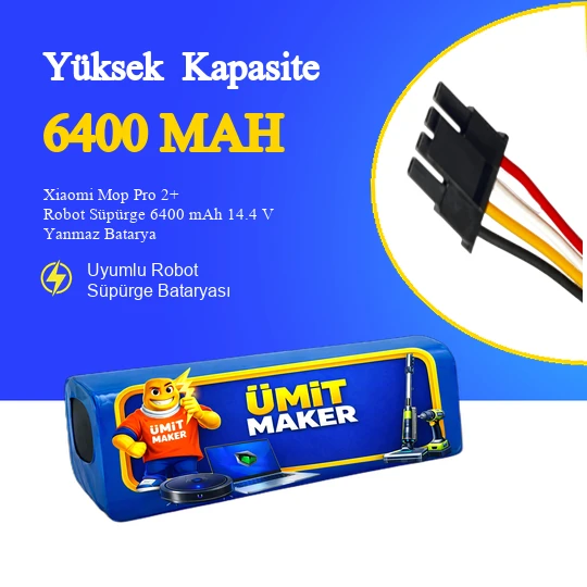 Xiaomi Mop Pro 2+ Robot Süpürge 6400 mAh 14.4 V Yanmaz Batarya – Orjinal Uyumlu Uzun Ömürlü, Yüksek Performans Pil ürün görseli 1