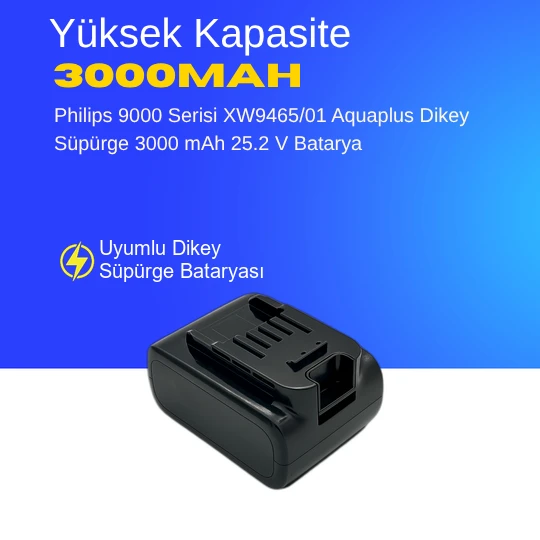 Philips 9000 Serisi XW9465/01 Aquaplus Dikey Süpürge 3000 mAh 25.2 V  Batarya – Orjinal Uyumlu Uzun Ömürlü, Yüksek Performans Pil ürün görseli 1