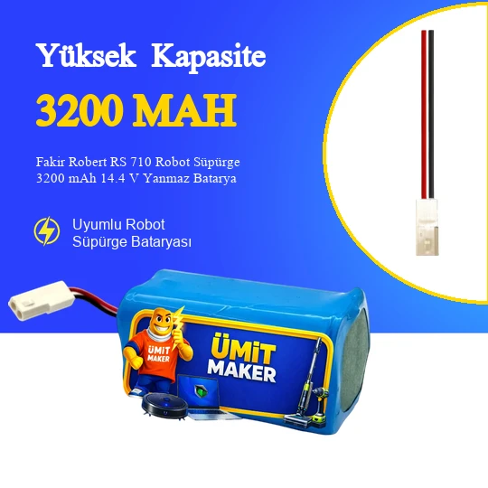 Fakir Robert RS 710 Robot Süpürge 3200 mAh 14.4 V Yanmaz Batarya – Orjinal Uyumlu Uzun Ömürlü, Yüksek Performans Pil ürün görseli 1