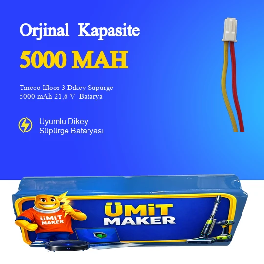 Tineco Ifloor 3 Dikey Süpürge 5000 mAh 21,6 V  Batarya – Orjinal Uyumlu Uzun Ömürlü, Yüksek Performans Pil ürün görseli 1