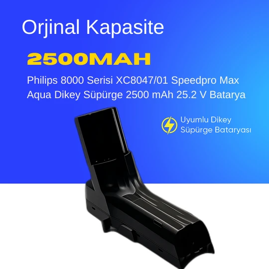 Philips 8000 Serisi XC8047/01 Speedpro Max Aqua Dikey Süpürge 2500 mAh 25.2 V  Batarya – Orjinal Uyumlu Uzun Ömürlü, Yüksek Performans Pil ürün görseli 1