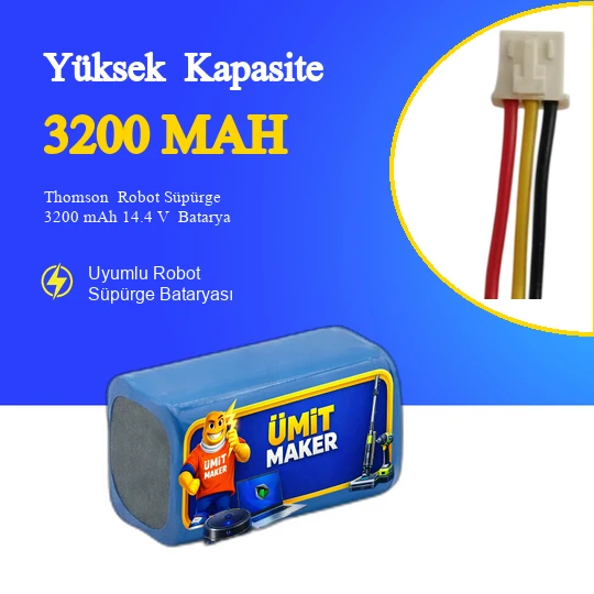 Thomson Robot Süpürge 3200 mAh 14.4 V Batarya – Orjinal Uyumlu Uzun Ömürlü, Yüksek Performans Pil ürün görseli 1