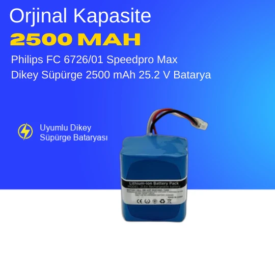 Philips FC6726/01 Speedpro Max Dikey Süpürge 2500 mAh 25.2 V  Batarya – Orjinal Uyumlu Uzun Ömürlü, Yüksek Performans Pil ürün görseli 1