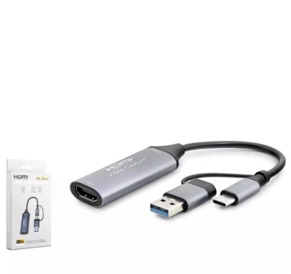 HADRON HDX7844 HDMI VIDEO CAPTURE TYPE-C+USB TO 4K 30HZ ürün görseli 1