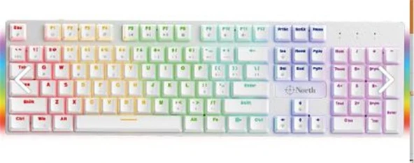 North Shield White Red Switch Türkçe Q RGB Beyaz Mekanik Gaming Klavye ürün görseli 1
